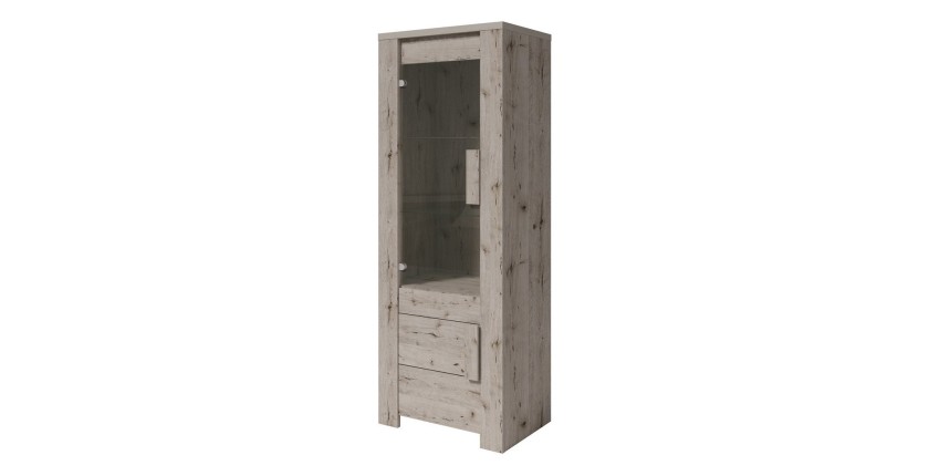 Pequeña vitrina LYON 2 puertas - roble wellington - 72 x 195 x 47 cm