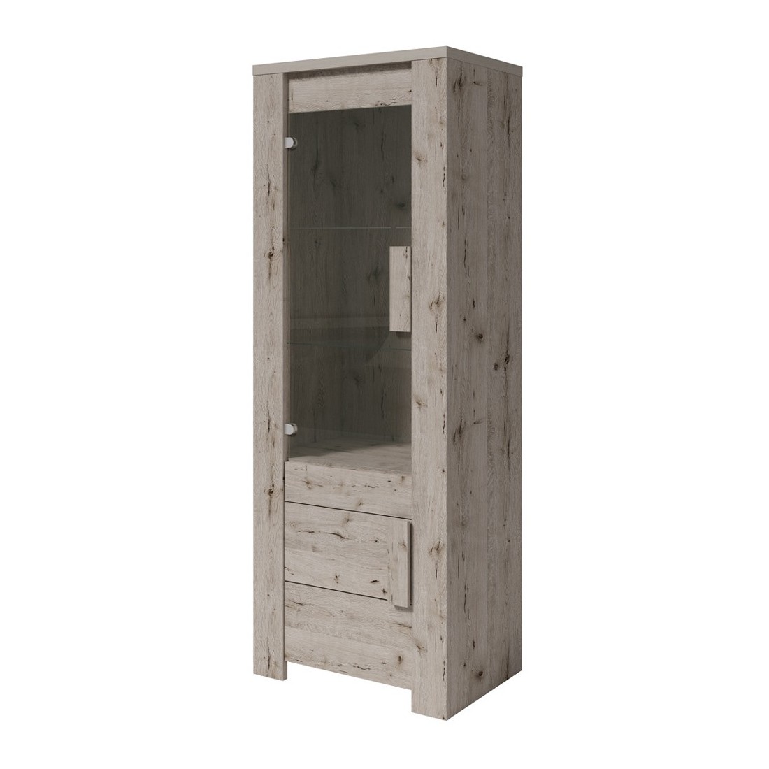 Petite vitrine LYON 2 portes - chêne wellington - 72 x 195 x 47 cm