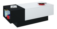 Tavolino bar IZIA - Nero e bianco con vano portaoggetti - Dimensioni 117 x 52 x 40 cm