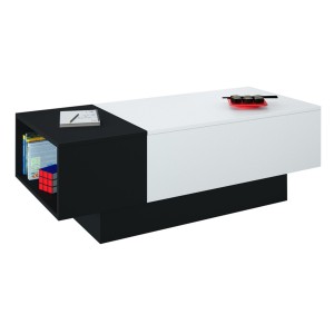 Tavolino bar IZIA - Nero e bianco con vano portaoggetti - Dimensioni 117 x 52 x 40 cm