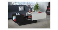 Tavolino bar IZIA - Nero e bianco con vano portaoggetti - Dimensioni 117 x 52 x 40 cm