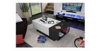Tavolino bar IZIA - Nero e bianco con vano portaoggetti - Dimensioni 117 x 52 x 40 cm