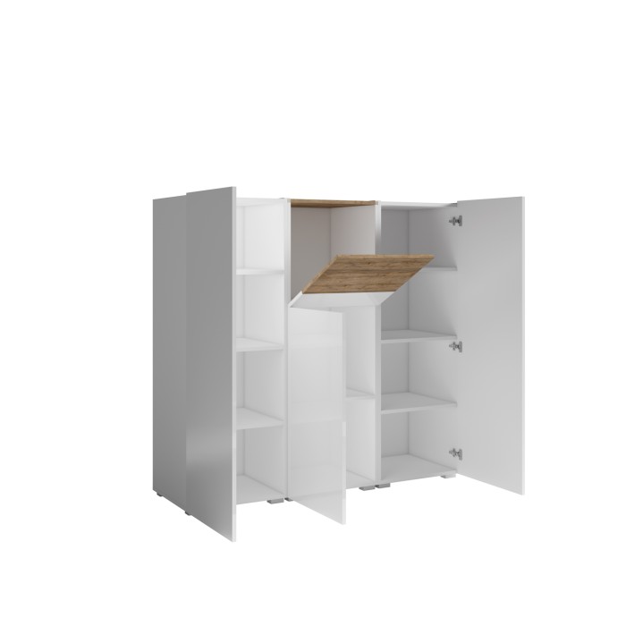 Hoog design buffet RIGA wit en eiken