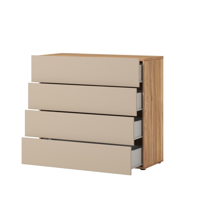 Commode met 4 lades VOX in eiken en beige kleur