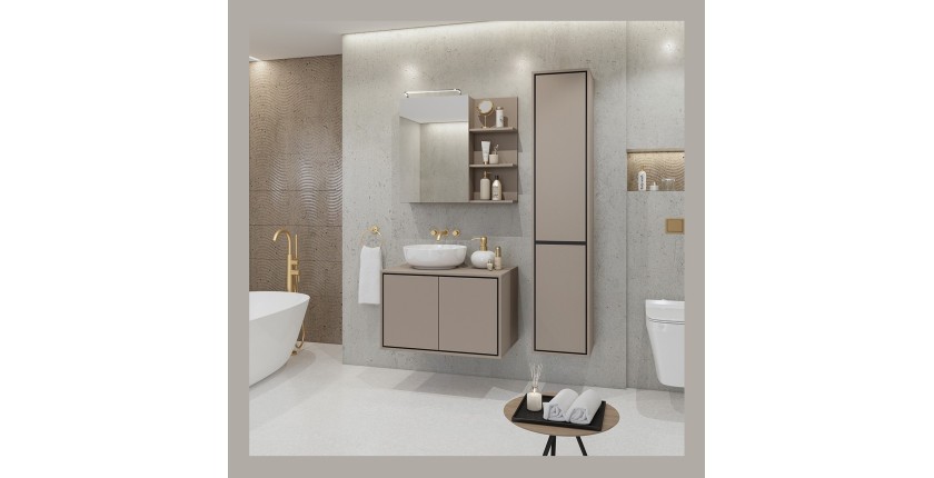 Colonne suspendue de salle de bain collection GOBI coloris marron.