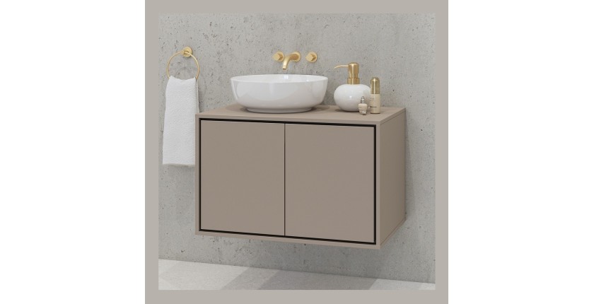 Waschtischunterschrank für das Badezimmer, 80 cm, mit 2 Türen, Kollektion GOBI, Farbe Braun.