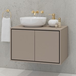 Waschtischunterschrank für das Badezimmer, 80 cm, mit 2 Türen, Kollektion GOBI, Farbe Braun.