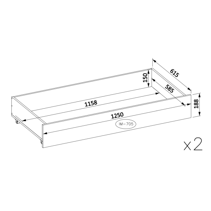 Set di 2 cassetti per letto VOX colore quercia e bianco