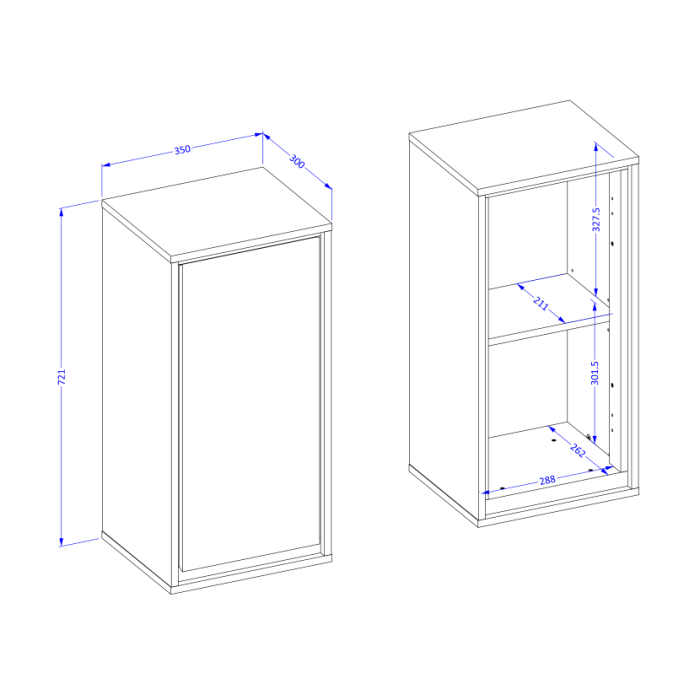 Mueble suspendido de baño colección GOBI color blanco y negro.