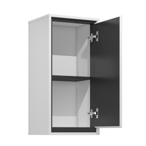 Zwevend badkamermeubel uit de GOBI-collectie in wit en zwart.