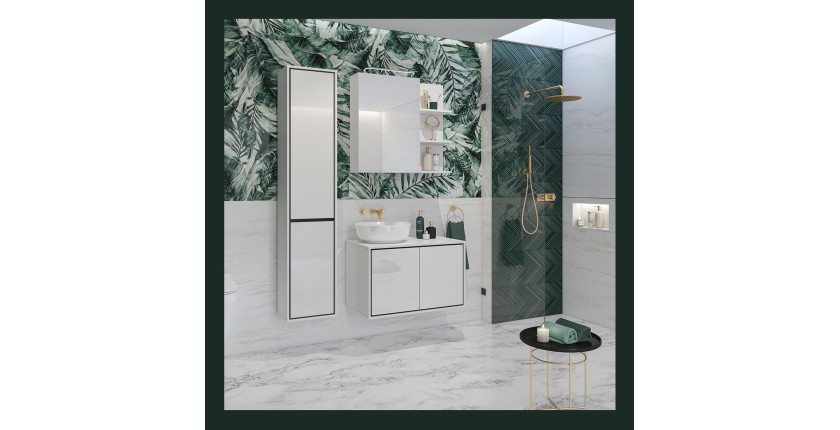Colonna sospesa da bagno collezione GOBI colore bianco e nero.