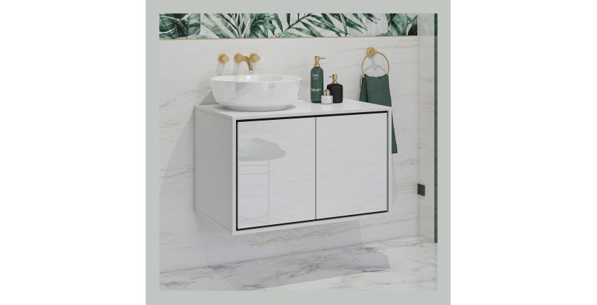 Mobile sottolavabo da bagno 80cm con 2 porte collezione GOBI colore bianco e nero.