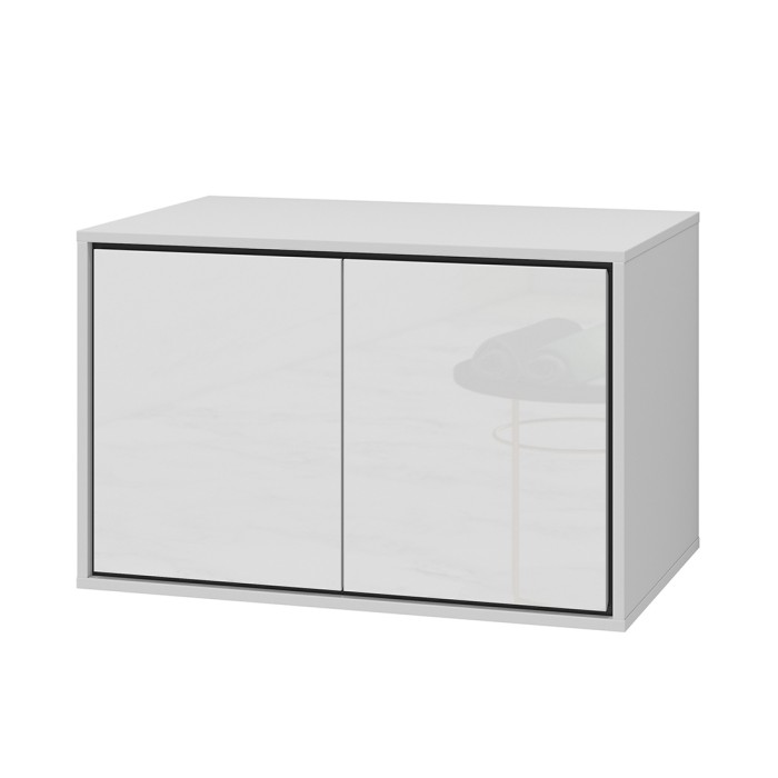 Mobile sottolavabo da bagno 80cm con 2 porte collezione GOBI colori bianco e nero.
