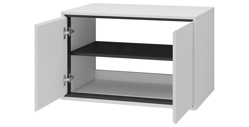 Set mit 3 Badezimmermöbeln der Kollektion GOBI in Weiß und Schwarz.