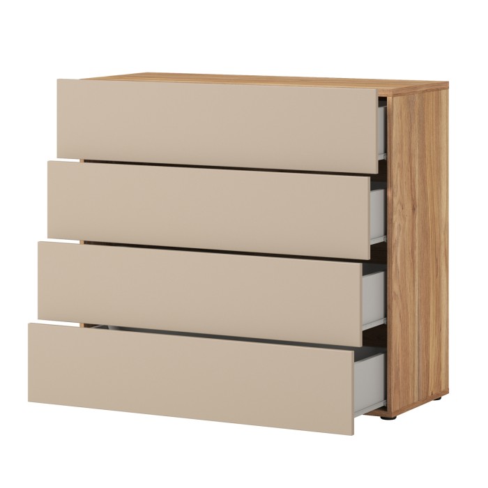 Schlafzimmer-Set VOX – Bett 160x200, Kleiderschrank 150 cm, Kommode, Nachttisch + LEDs