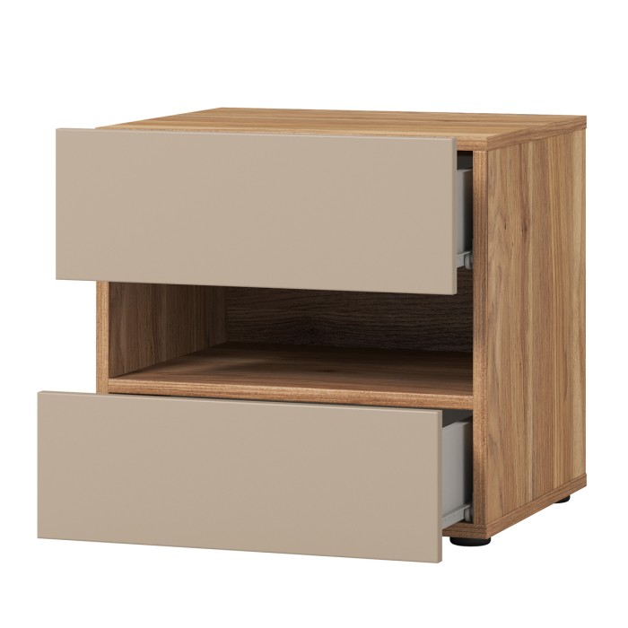Schlafzimmer-Set VOX – Bett 160x200, Schrank 200 cm, Kommode, Nachttisch + LEDs