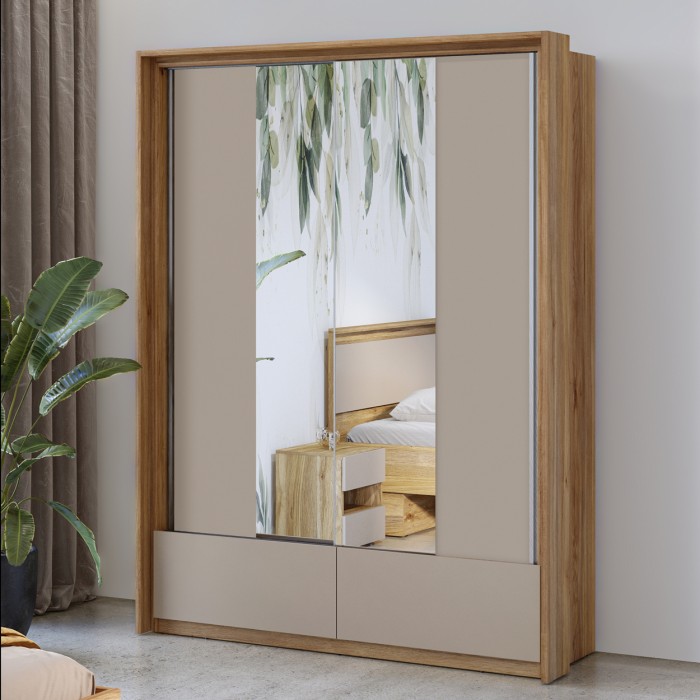 Set Camera da Letto VOX – Letto 160x200, Armadio 200 cm, Cassettiera, Comodino + LED