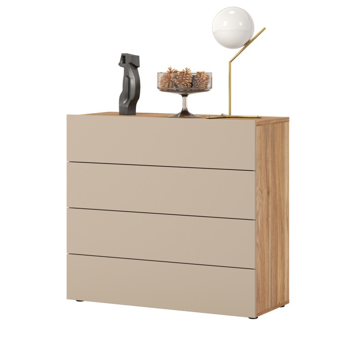 Ensemble Chambre à Coucher VOX – Lit 140x200, Commode, Table de Chevet, Armoire 200 cm avec LED