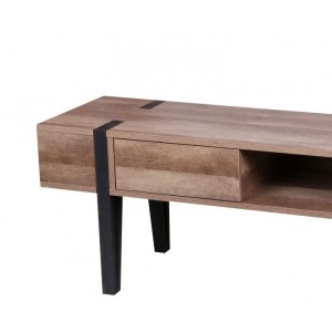 Mobile TV LOVY - Legno con Piedi in Metallo Nero, 1 Cassetto e 1 Vano