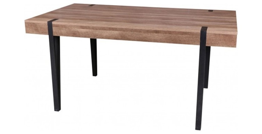 Tafel LOVY - Houtkleur met Zwarte Metalen Poten