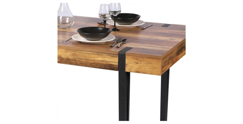 Tafel LOVY - Houtkleur met Zwarte Metalen Poten