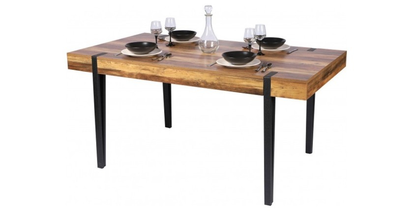 Tafel LOVY - Houtkleur met Zwarte Metalen Poten