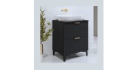 Unterschrank für das Badezimmer 60cm mit 2 Schubladen, Kollektion CHIC, Farbe Schwarz und Gold.