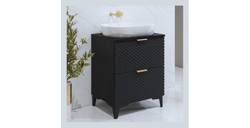 Unterschrank für das Badezimmer 60cm mit 2 Schubladen, Kollektion CHIC, Farbe Schwarz und Gold.
