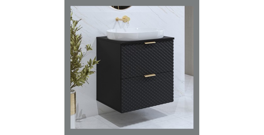 Unterschrank für das Badezimmer 60cm mit 2 Schubladen, Kollektion CHIC, Farbe Schwarz und Gold.