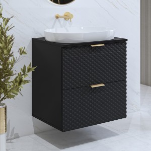 Unterschrank für das Badezimmer 60cm mit 2 Schubladen, Kollektion CHIC, Farbe Schwarz und Gold.