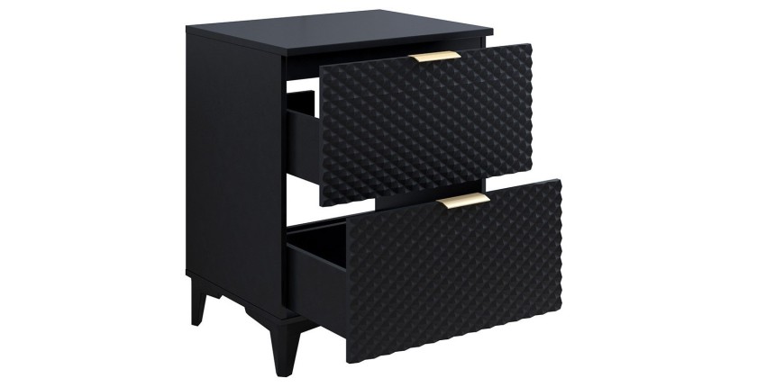 Unterschrank für das Badezimmer 60cm mit 2 Schubladen, Kollektion CHIC, Farbe Schwarz und Gold.