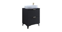 Unterschrank für das Badezimmer 60cm mit 2 Schubladen, Kollektion CHIC, Farbe Schwarz und Gold.