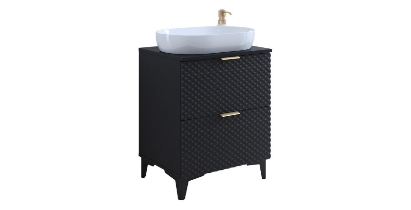 Unterschrank für das Badezimmer 60cm mit 2 Schubladen, Kollektion CHIC, Farbe Schwarz und Gold.