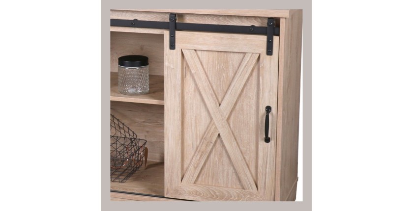 Buffet WAYNE - Roble Claro con 2 Puertas Correderas y 2 Nichos
