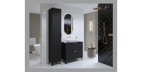 Badmöbel mit Waschbeckenunterschrank 80cm mit 2 Schubladen, Kollektion CHIC, Farbe Schwarz und Gold