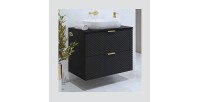 Badmöbel mit Waschbeckenunterschrank 80cm mit 2 Schubladen, Kollektion CHIC, Farbe Schwarz und Gold