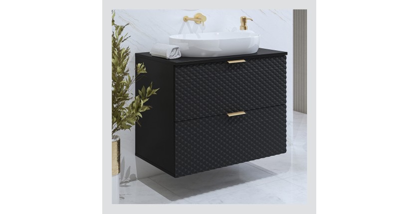 Badmöbel mit Waschbeckenunterschrank 80cm mit 2 Schubladen, Kollektion CHIC, Farbe Schwarz und Gold