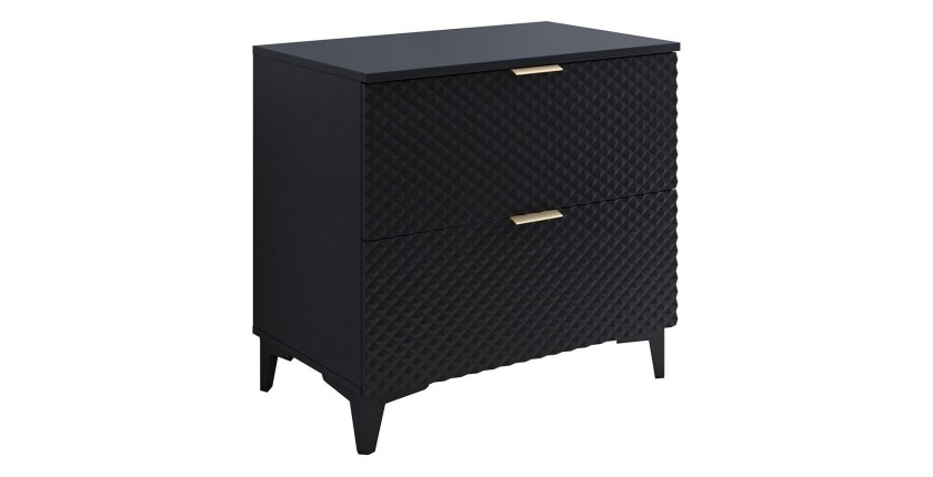 Badmöbel mit Waschbeckenunterschrank 80cm mit 2 Schubladen, Kollektion CHIC, Farbe Schwarz und Gold