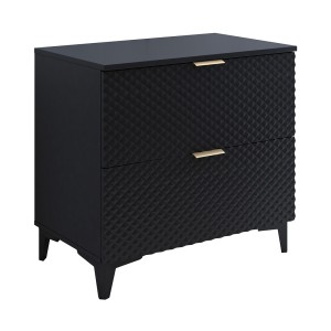 Badmöbel mit Waschbeckenunterschrank 80cm mit 2 Schubladen, Kollektion CHIC, Farbe Schwarz und Gold
