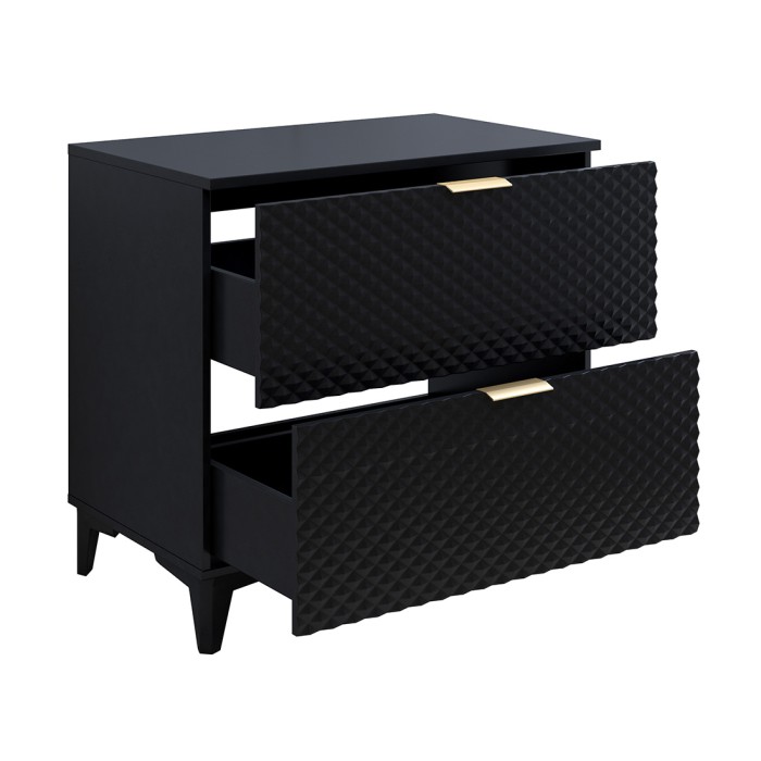 Mobile sottolavabo da bagno 80cm con 2 cassetti collezione CHIC colori nero e dorato