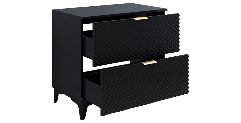 Badmöbel mit Waschbeckenunterschrank 80cm mit 2 Schubladen, Kollektion CHIC, Farbe Schwarz und Gold