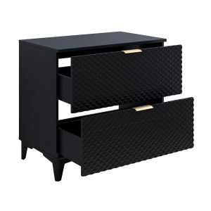 Badmöbel mit Waschbeckenunterschrank 80cm mit 2 Schubladen, Kollektion CHIC, Farbe Schwarz und Gold