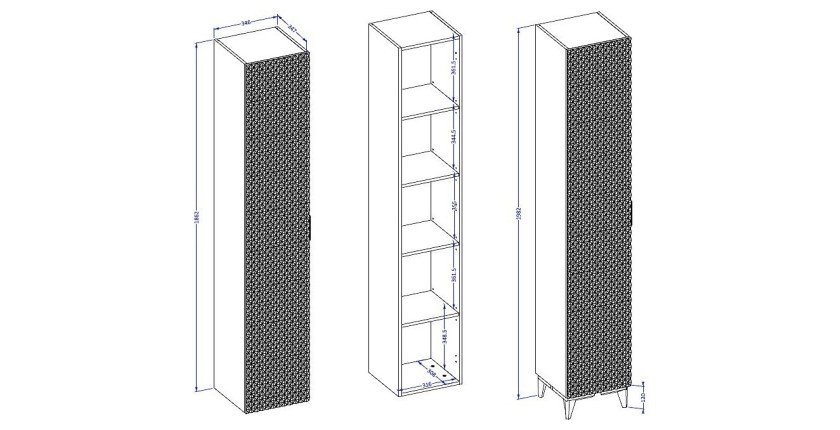 Columna de baño colección CHIC blanco y dorado - Almacenamiento moderno y elegante