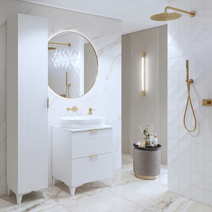 Colonna da bagno collezione CHIC bianco e dorato – Organizzazione moderna ed elegante