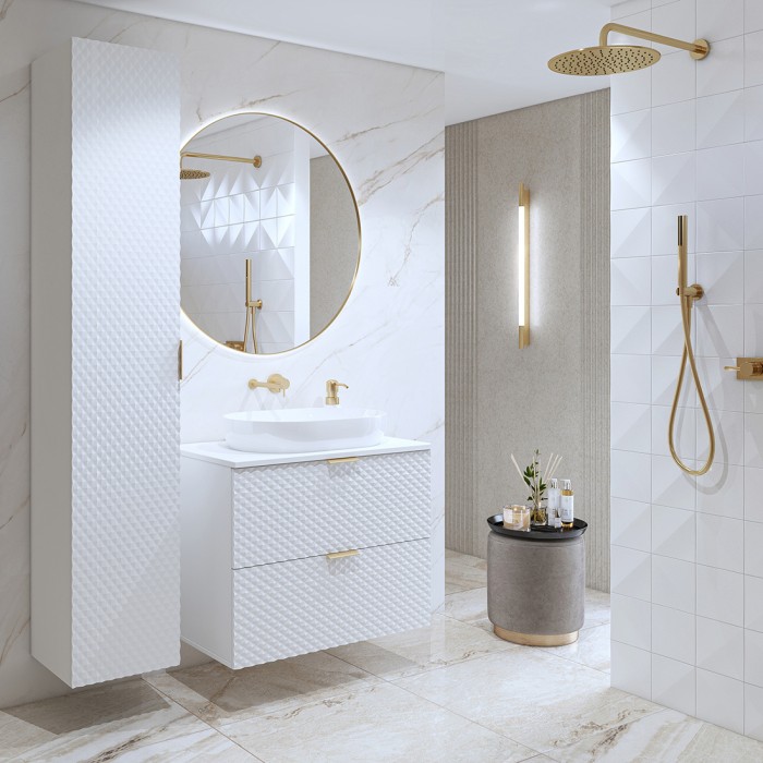 Colonna da bagno collezione CHIC bianco e dorato – Organizzazione moderna ed elegante