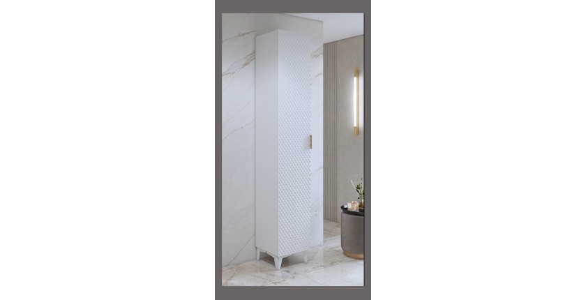 Columna de baño colección CHIC blanco y dorado - Almacenamiento moderno y elegante