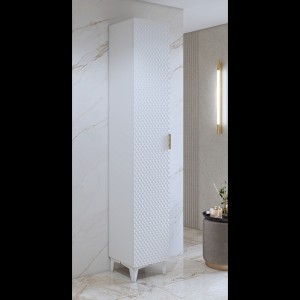 Columna de baño colección CHIC blanco y dorado - Almacenamiento moderno y elegante