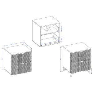 Meuble sous vasque de salle de bain 60cm avec 2 tiroirs collection CHIC coloris blanc et doré