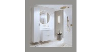 Unterschrank für das Badezimmer, 80 cm, mit 2 Schubladen, Kollektion CHIC, in Weiß und Goldfarben.