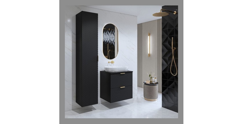 Set van 2 badkamermeubels uit de CHIC collectie in zwart en goud. Meubel onder wastafel